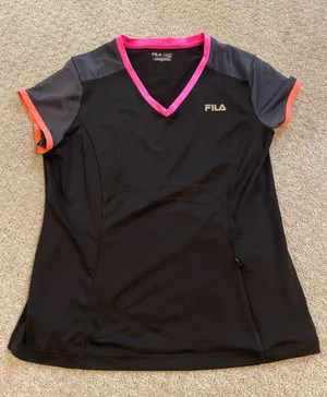 FILA Sport Performance Black V-Neck Short Sleeve Top thumbnail 1