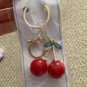 NEW Cherry Bag Charm Keychain Gold Plated 3D NIB thumbnail 2