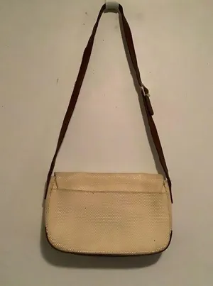 Etienne Aigner Vintage Cream and Brown Woven Shoulder Bag thumbnail 2