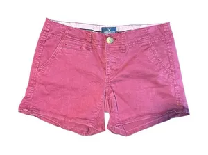 American Eagle Shortie 4 Red Low Rise Chino Shorts Stretch Y2K thumbnail 1