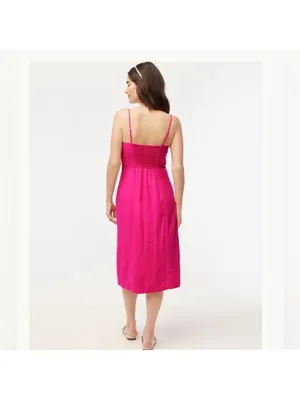 J crew pink linen-blend slip‎ midi dress size 14 thumbnail 3
