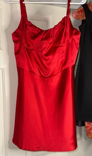 Sky to Moon - NWOT Red Satin Chemise Dress - Size Large thumbnail 1