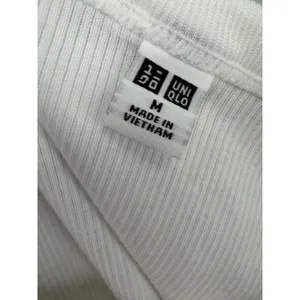 Uniqlo Womens Ribbed Long Sleeve Top White Crew Neck Minimalist‎ M thumbnail 4