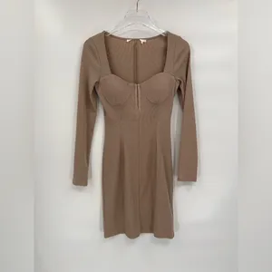 REVOLVE astr the label taupe tan long sleeve ribbed‎ mini dress size small thumbnail 3