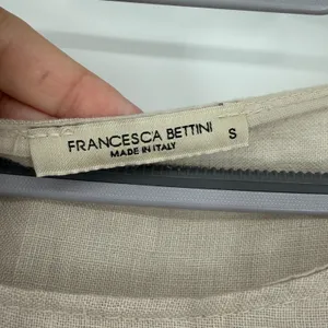 Francesca‎ Bettini 100% Linen Top Italy Beige Short Sleeve Pocket S Lagenlook thumbnail 3