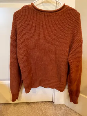 GAP 🎃 Women’s Ribbed Knit Crewneck Sweater – Rust Orange / Burnt Orange, Size Small thumbnail 3
