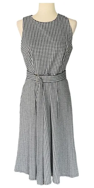 Anne Klein Belted Monochrome Houndstooth Sheath Dress thumbnail 1
