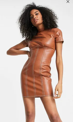 ASOS Brown Pleather Mini Dress thumbnail 2