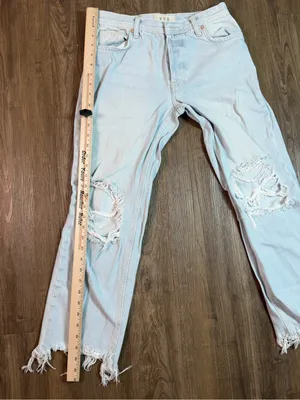 Free People We The Free Free People Distressed Wide Leg Jeans Light Wash Size 25 thumbnail 7