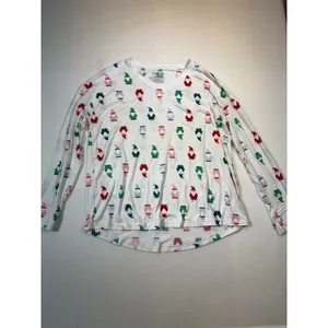 JoySpun Womens Pajama Set M Christmas Holiday Gnomes Long Sleeve Loungewear thumbnail 2