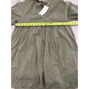 New In Olive Green Babydoll Tunic Dress Long Sleeve Button Down‎ Small NWT thumbnail 6