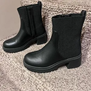 Sugar Sleek Black Moto Boots Size 6.5 thumbnail 1