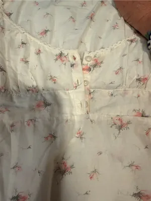 Brandy Melville Cream Blouse with Pink Floral Sprigs thumbnail 3