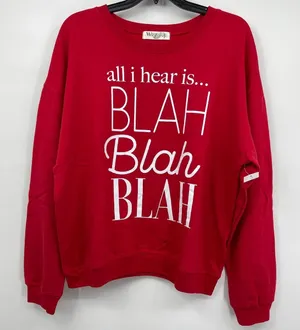 Wound Up All I Hear is Blah Blah Blah Red Pullover Sweatshirt Sweater NEW XXL thumbnail 1