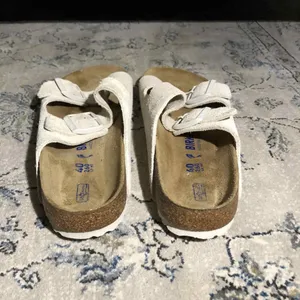 Birkenstock Arizona Soft Slide Sandal Antique White Suede thumbnail 6