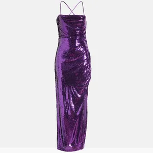 NWT Lulus Keep it Sparkly Sequin Sleeveless Gown Small, PURPLE thumbnail 9
