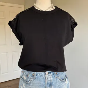 Banana Republic Black Mesh Back Short Sleeve Top Size S thumbnail 1
