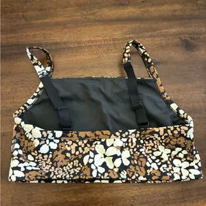 Aerie Offline Sports Bra Women’s Medium Square Neck Brown Floral Printed thumbnail 2