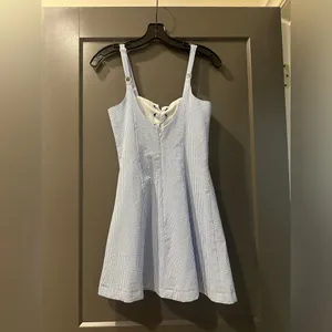 STAUD x Solid and Striped Seersucker Blue Mini Dress thumbnail 3
