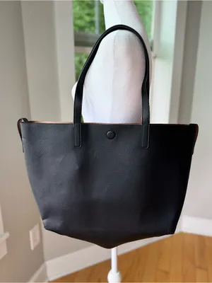 Source Unknown Black Pebbled Vegan Leather Oversized Tote Shoulder Bag thumbnail 2