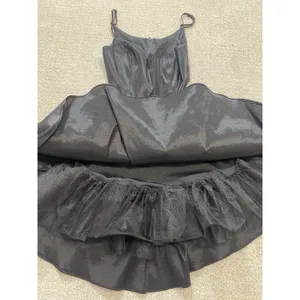 Windsor Black Satin Fit-and-Flare Spaghetti Strap Cutout Dress Size 5/6 thumbnail 13