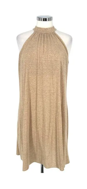 Michael Stars Metallic Gold Halter Dress Beach Resort Party Cream Beige Size XS thumbnail 1