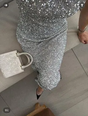 Zara Silver Sequin Spaghetti Strap maxi Dress evening party holiday thumbnail 2
