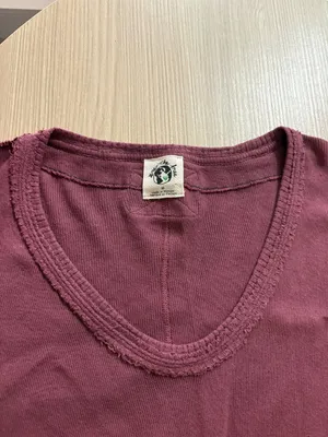 We The Free Long Sleeve Top Medium Maroon Thumbholes Deep Scoop Neck Cotton thumbnail 2