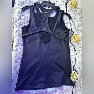 83. Alo Yoga black faux leather tank top xs thumbnail 2