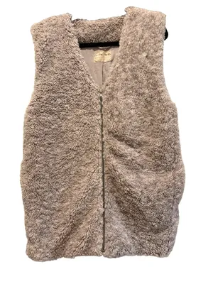 Free People We The Free Lilac Purple/Gray Teddy Faux Fur Vest Pocket Oversized S thumbnail 1