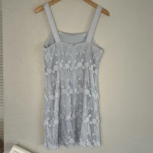 Club Monaco Powder Blue Crochet Lace Mini Dress Resortwear Vacation Coquette thumbnail 6