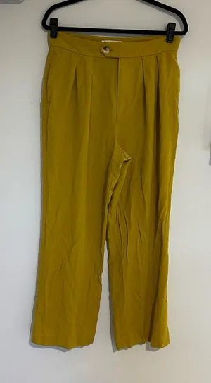 Free People‎ Gabbie Trousers Pants Slacks Mustard Yellow Size 8 thumbnail 1