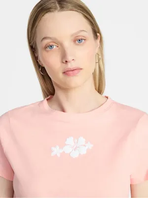 No Boundaries Light Pink Floral Crewneck Tee thumbnail 4