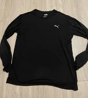 Puma Black Long Sleeve Tee with Silver Puma Logo thumbnail 1