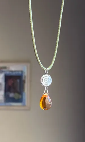 Handmade spiral swirl uzumaki & Czech glass teardrop bead funky boho fairy style necklace🌀 thumbnail 3