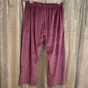 Victoria's Secret Pink Velvet Velour Maroon Heritage Sweatpants Soft Pant XL thumbnail 2