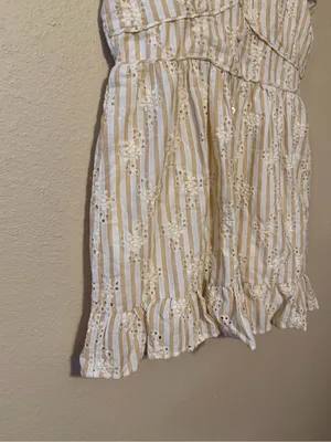 Lulus Sunny Crush Beige and Ivory Striped‎ Embroidered Mini Dress Size XL NWT thumbnail 4
