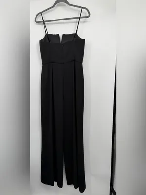 WAYF Spaghetti Strap Wide Leg Jumpsuit Womens M Black V Neck Formal thumbnail 4