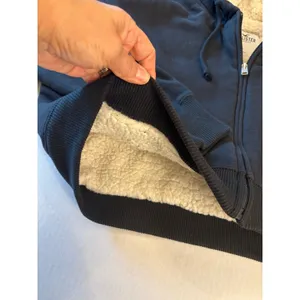 Hollister sherpa lined cropped zip up front drawstring hoodie jacket sz Small thumbnail 5