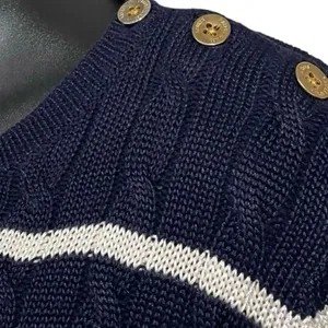 Womens Lauren Ralph Lauren Navy Blue Boatneck Gold Button Nautical Sweater 3X thumbnail 2