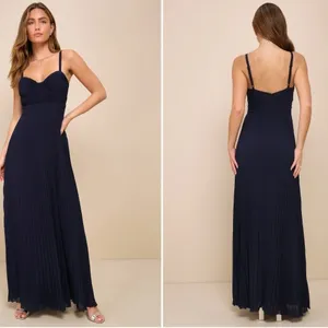 LULU's Prom Wedding Bridesmaid Sexy Pleated Bustier Romantic Flowy Maxi NWOT thumbnail 3