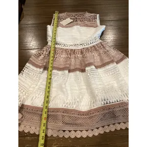 Alexis Embroidered Lace Melania sleeveless fit flare mini Dress White & Beige S thumbnail 6