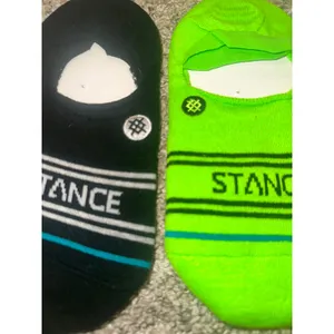 Stance No Show Socks 2 Pack Black Neon Green Striped‎ Low Cut Medium NWOT thumbnail 2
