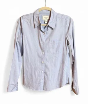 Forever 21 LA*CA Label Blue Button Up Blouse Sz S thumbnail 1