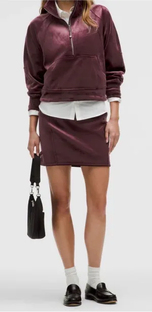 Lululemon Velvet Scuba High Rise Mini Skirt NEW NWT Rare Garnet Size Medium M thumbnail 1