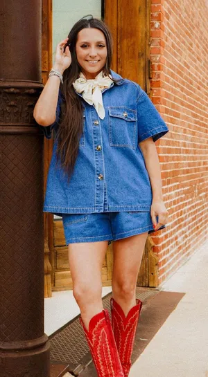 Punchy Vaquera The Aledo Top Blue Size L thumbnail 2