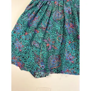 Vintage Phool Paisley Midi‎ Dress Teal Purple Mock Neck Short Sleeve India M thumbnail 10