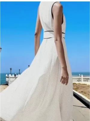 ZARA Cream Maxi Shirt Dress with Black Contrast Trim thumbnail 7