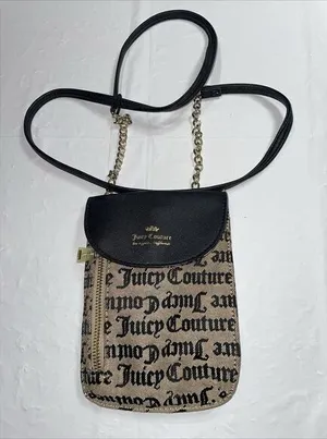 Juicy Couture Goth Stat Black Cellie Mini Crossbody‎ Cellphone Pouch Bag thumbnail 1