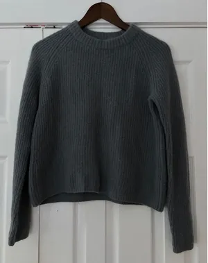 Quince Mongolian Cashmere Ribbed Crewneck Sweater Blue Gray XS SHWDC01 thumbnail 1